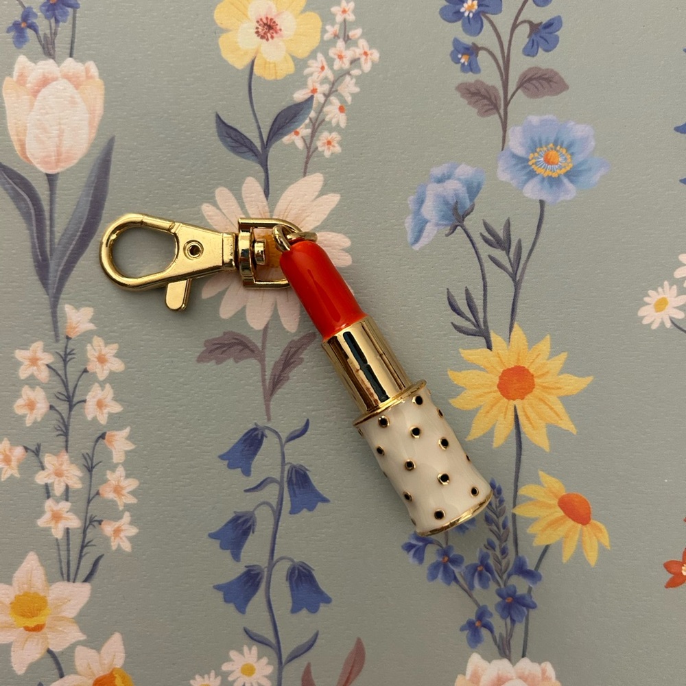 Kate Spade x Target Red and Gold Lipstick Keychain/Bag charm NWOT - Picture 5 of 8